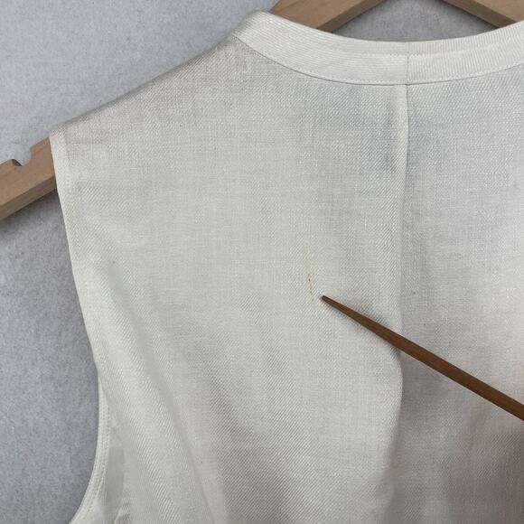 LAUREN RALPH LAUREN Vest Womens 10 Linen Waistcoat Button Front Woven Off White - Picture 11 of 14